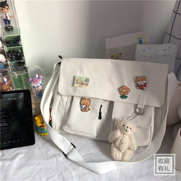 Kylethomasw  Women Simple Crossbody Money Bag Cute Casual Satchel Girls Shoulder Pouch Women Sweet Printed Canvas Diagonal Cross School Bag